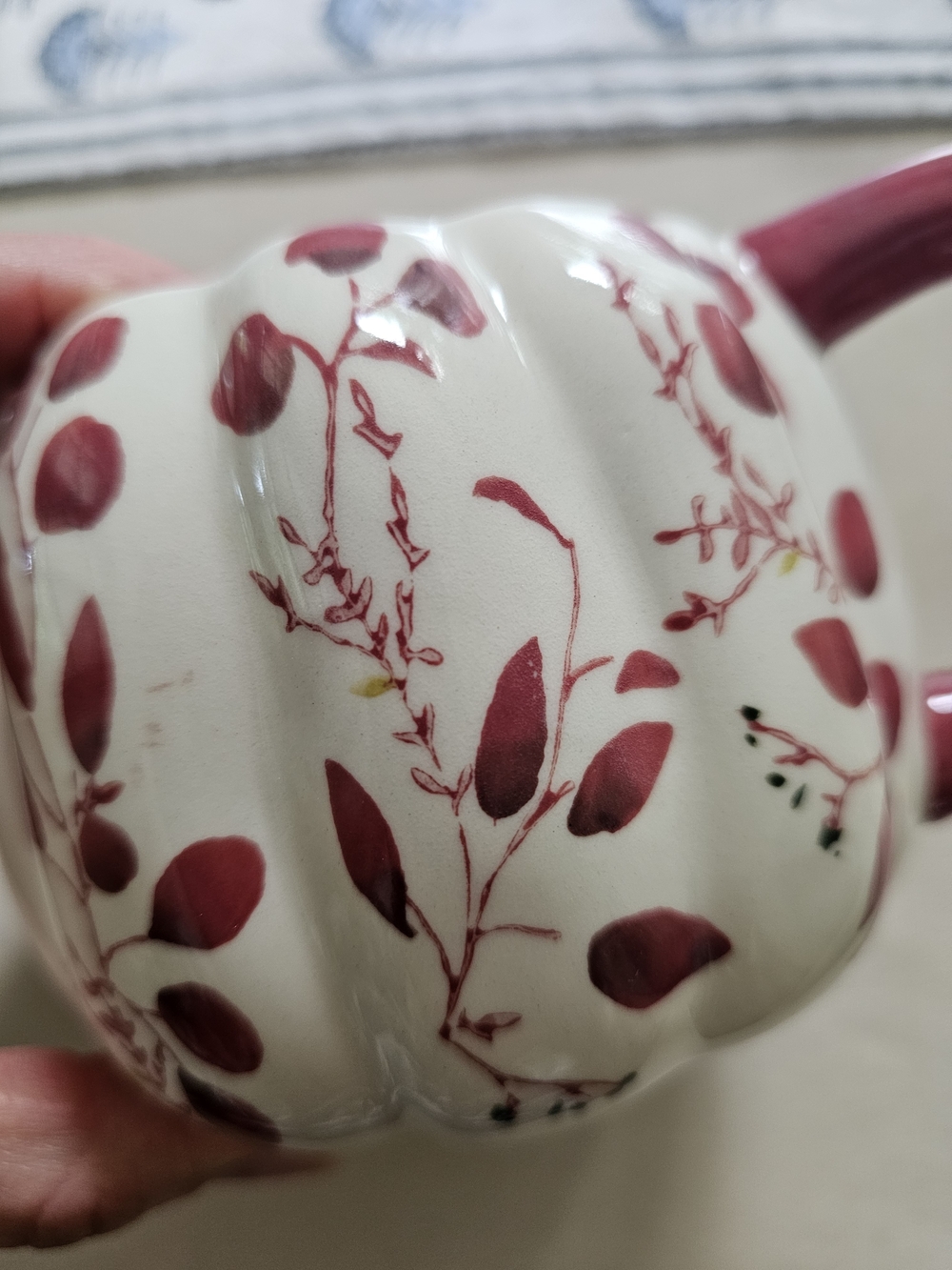 NWT Anthropologie White Floral Botanical Pumpkin Mug - Picture 11 of 13